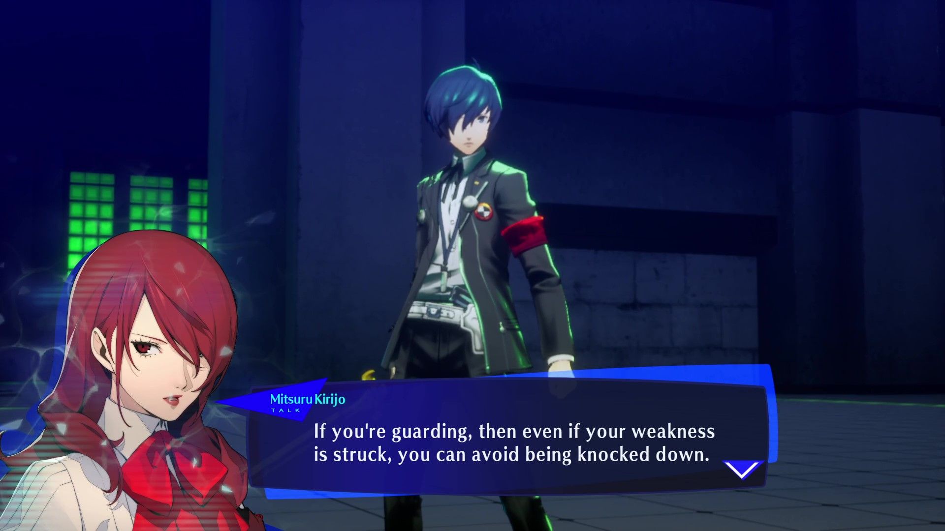 Persona 3 Reload Mitsuru talking about the benefits of guarding