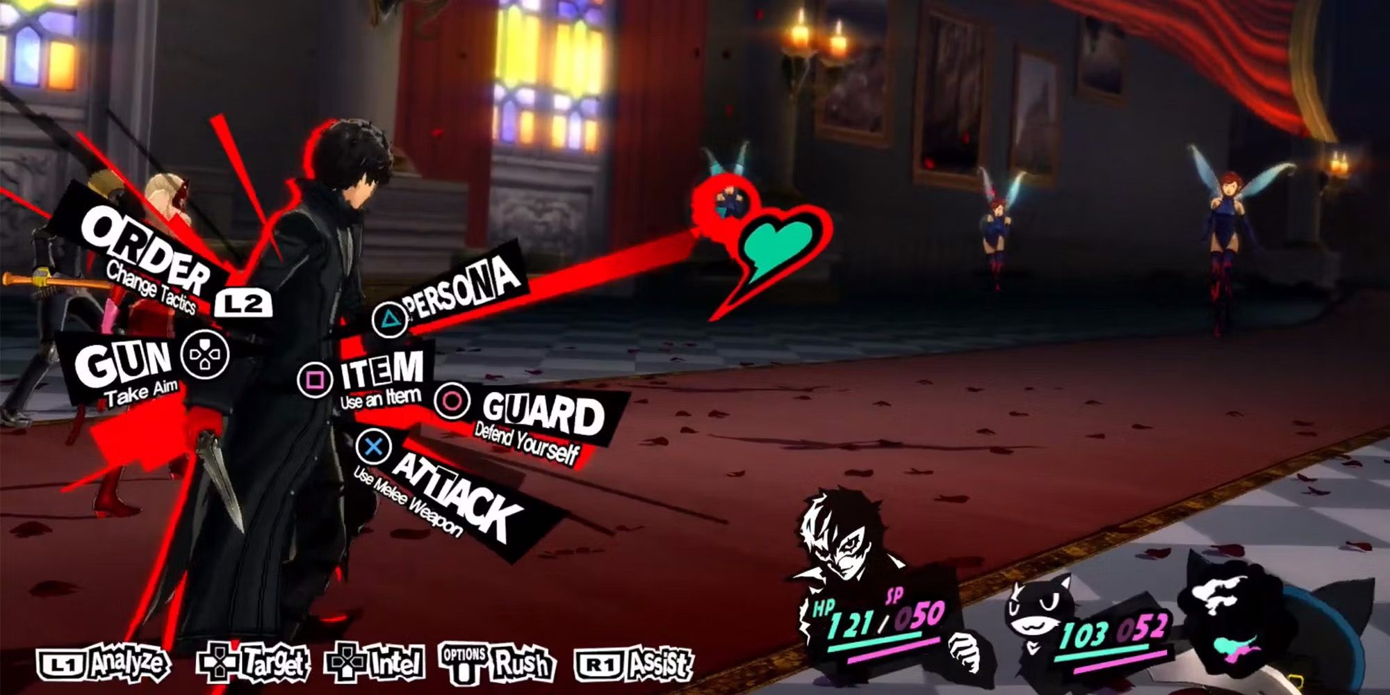 Joker fighting pixies in the Metaverse from Persona 5 Royal
