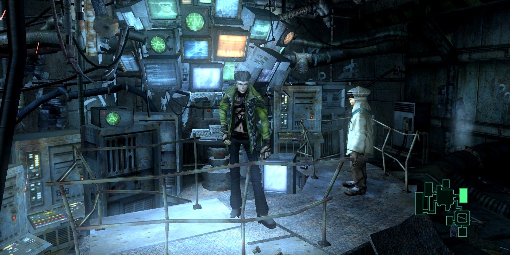 Phantom Dust Screenshot Of The Protagonist Standing In Front Of Screens
