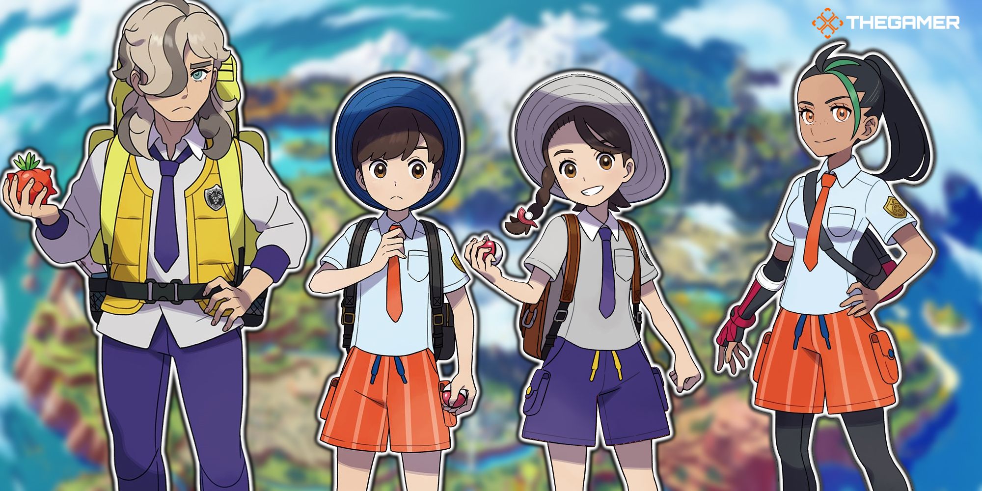 Pokemon Scarlet and Violet protagonists over the map