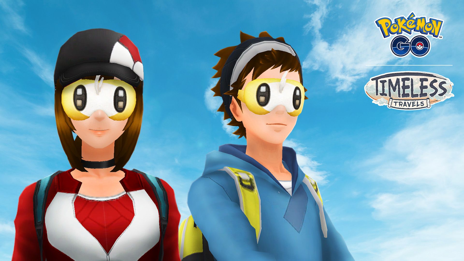 Zwei Pokemon Go-Avatare, die den Kosmetikartikel „Cutiely Mask“ tragen