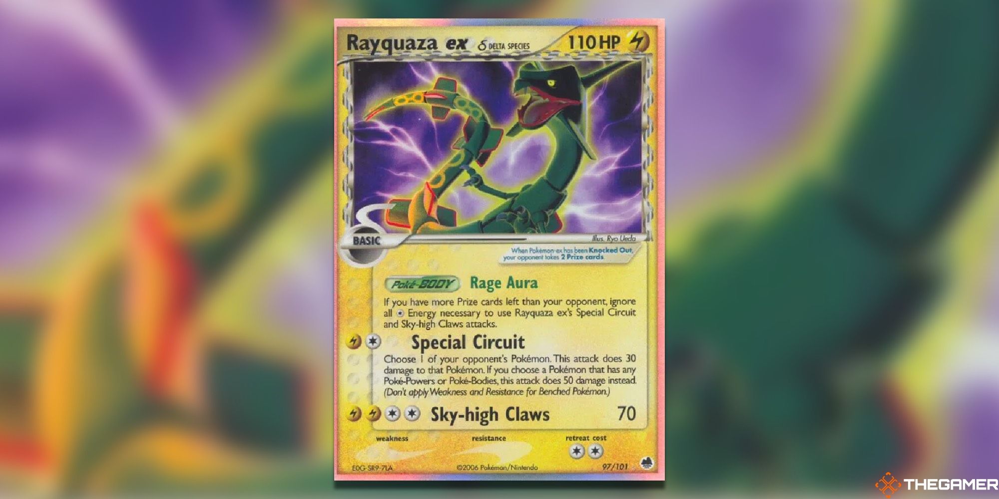 Rayquaza's card art from EX Dragon Frontiers.