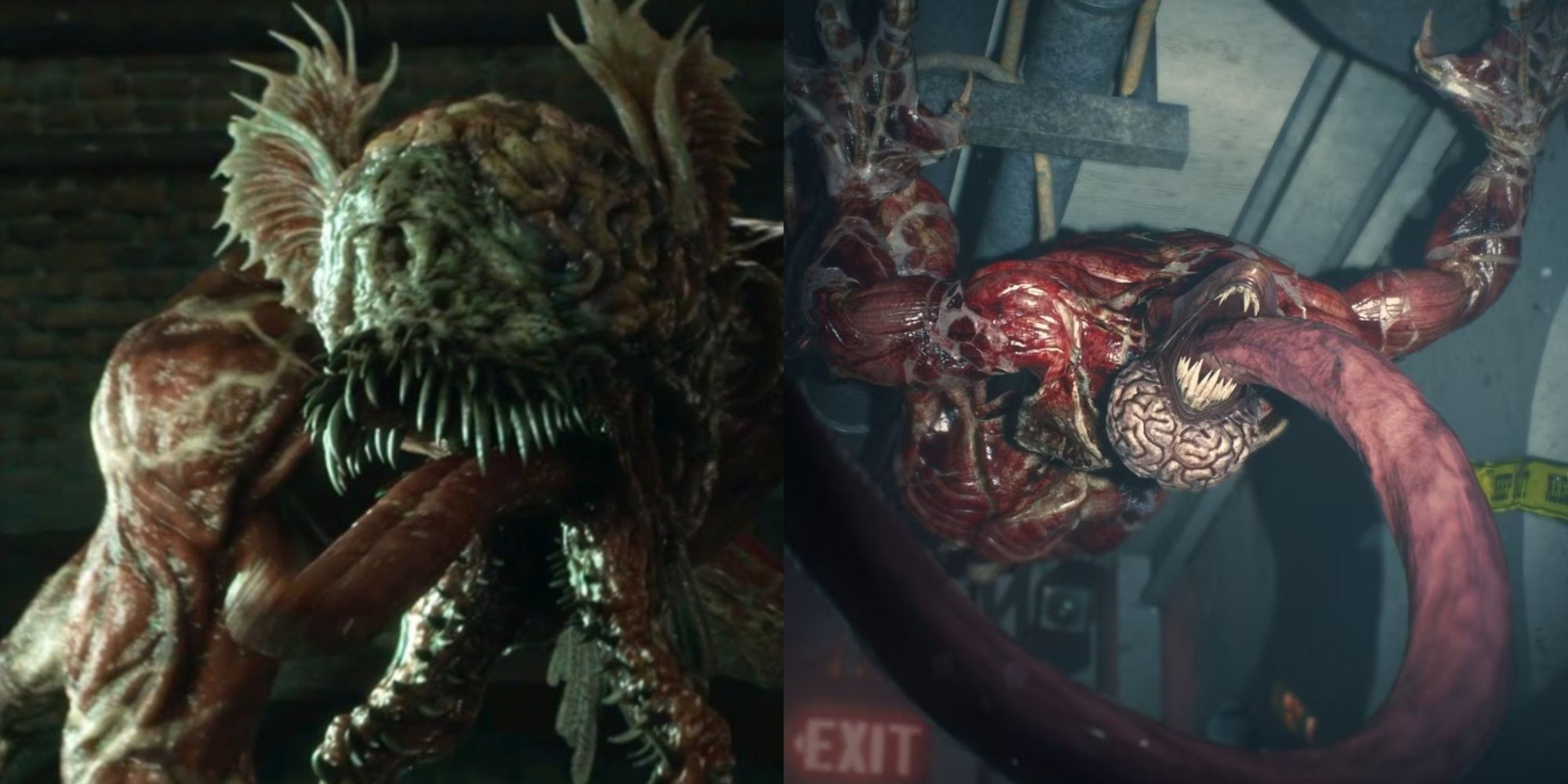 Resident Evil What Are Lickers Featured Split Image Amphibian Licker and RE2 Licker