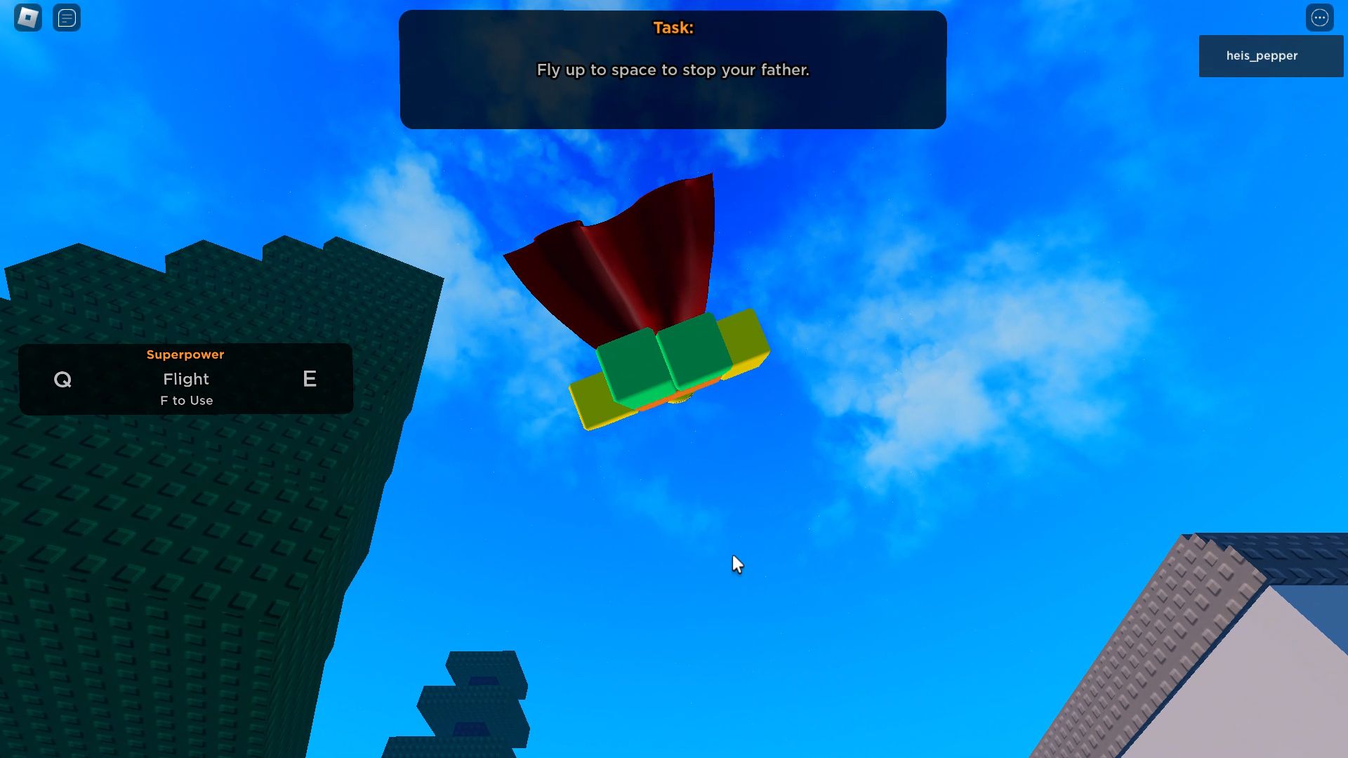 Roblox A Superhero Breakfast, the hero flying