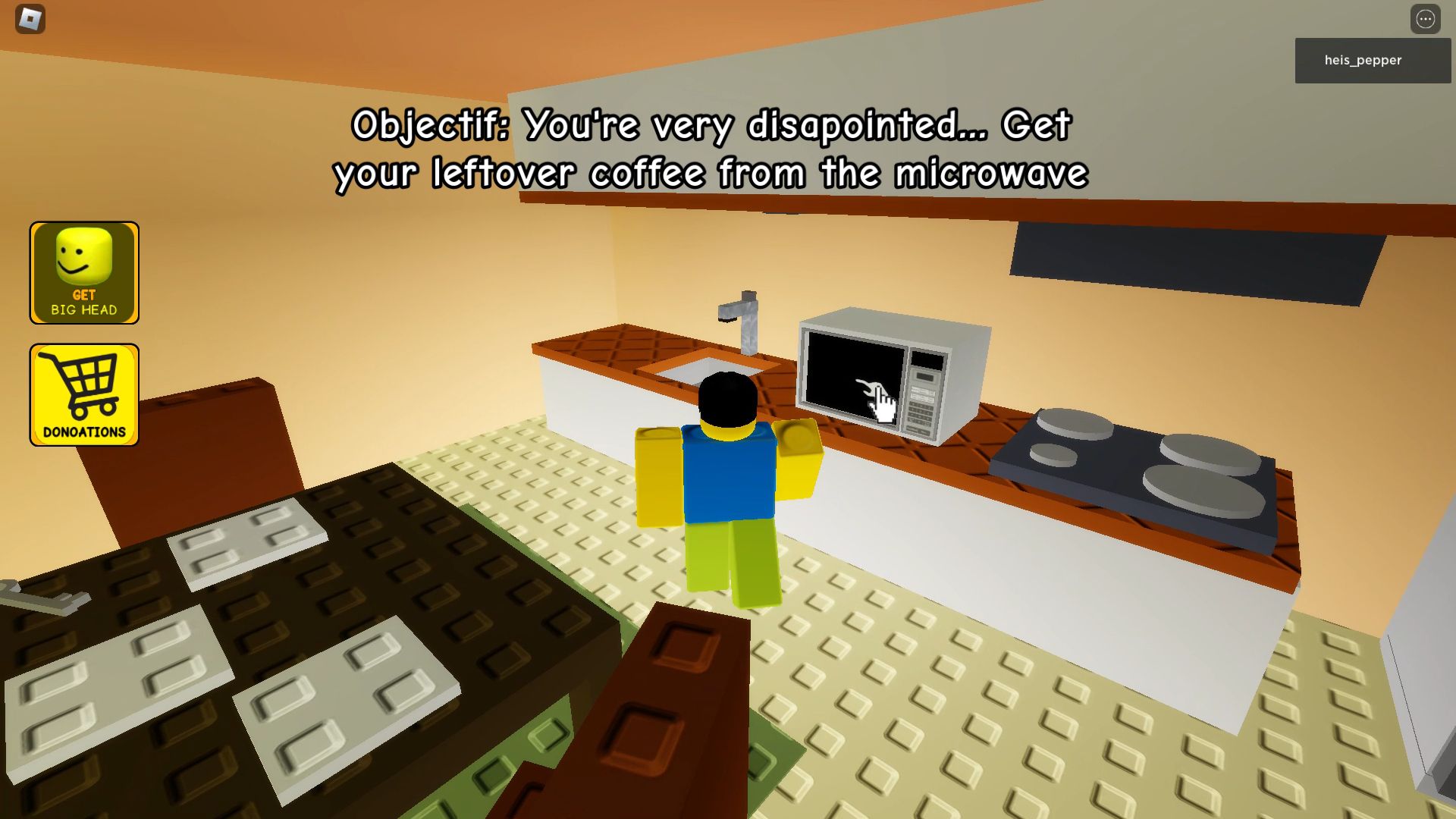 Roblox Need More Milk, interacting with the microwave