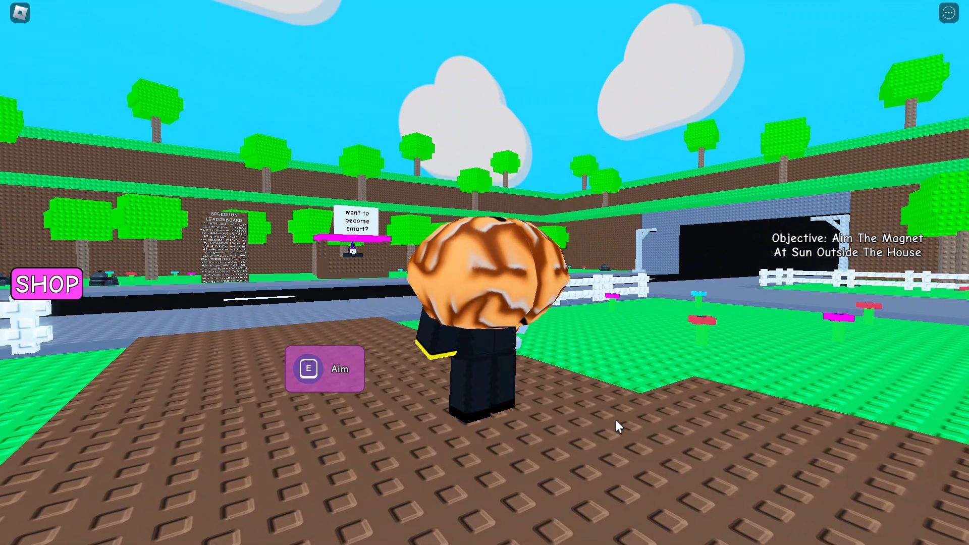 Roblox Need More Smart, the kid beside the interact option of Aim