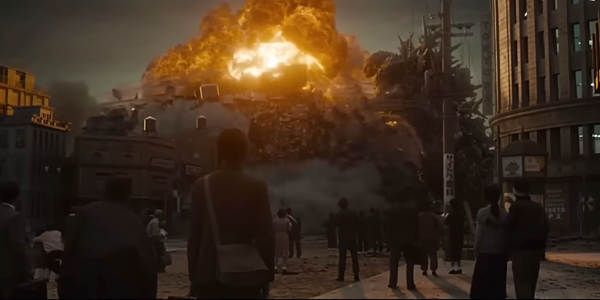 Godzilla: Minus One - Ginza And Its Occupants About To Be Flattened By A Blast Wave