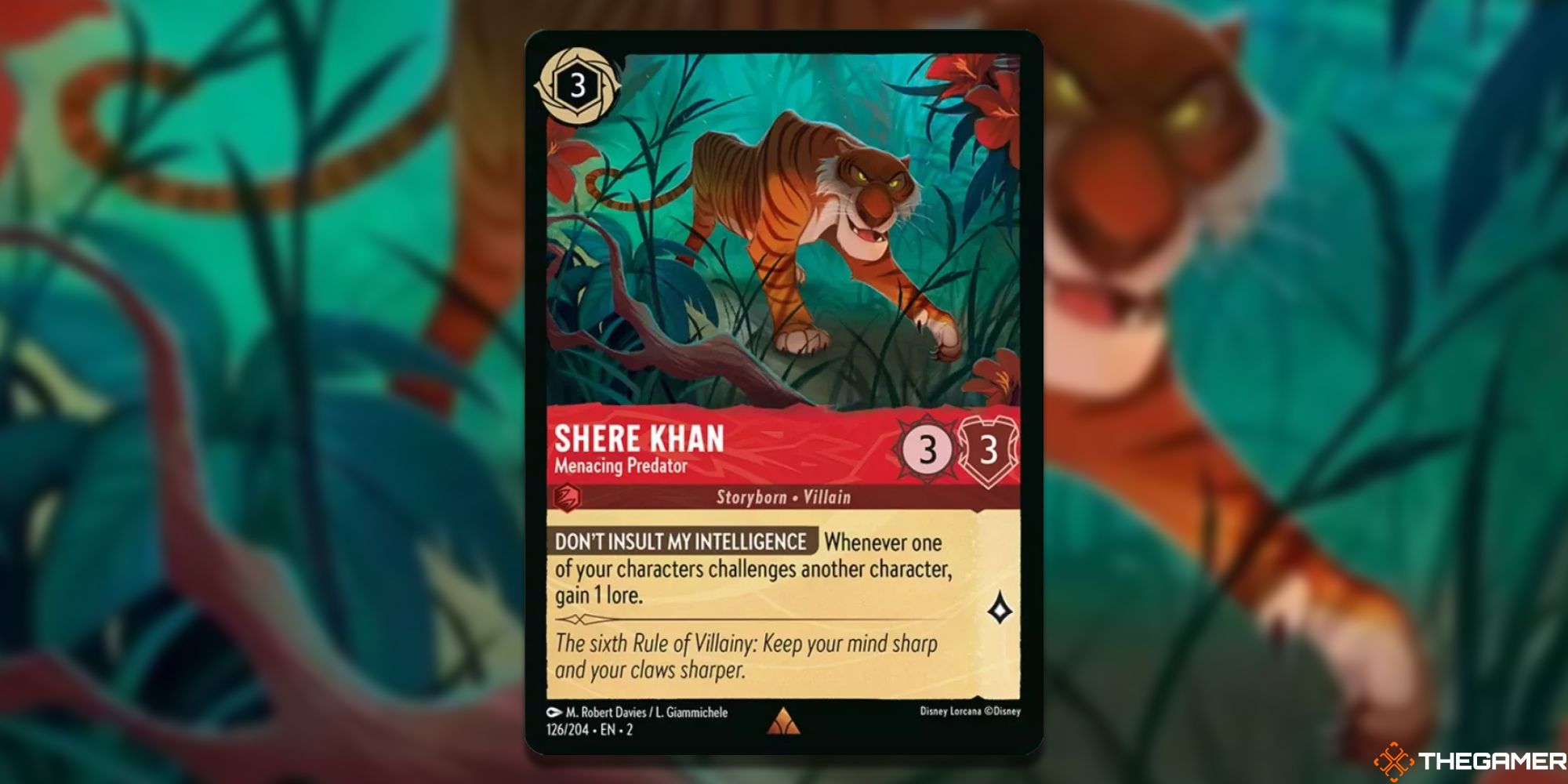 Disney Lorcana: Shere Khan, Menacing Predator card