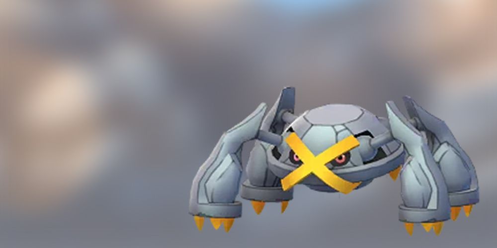 Artwork of Shiny Metagross posed in front of a background
