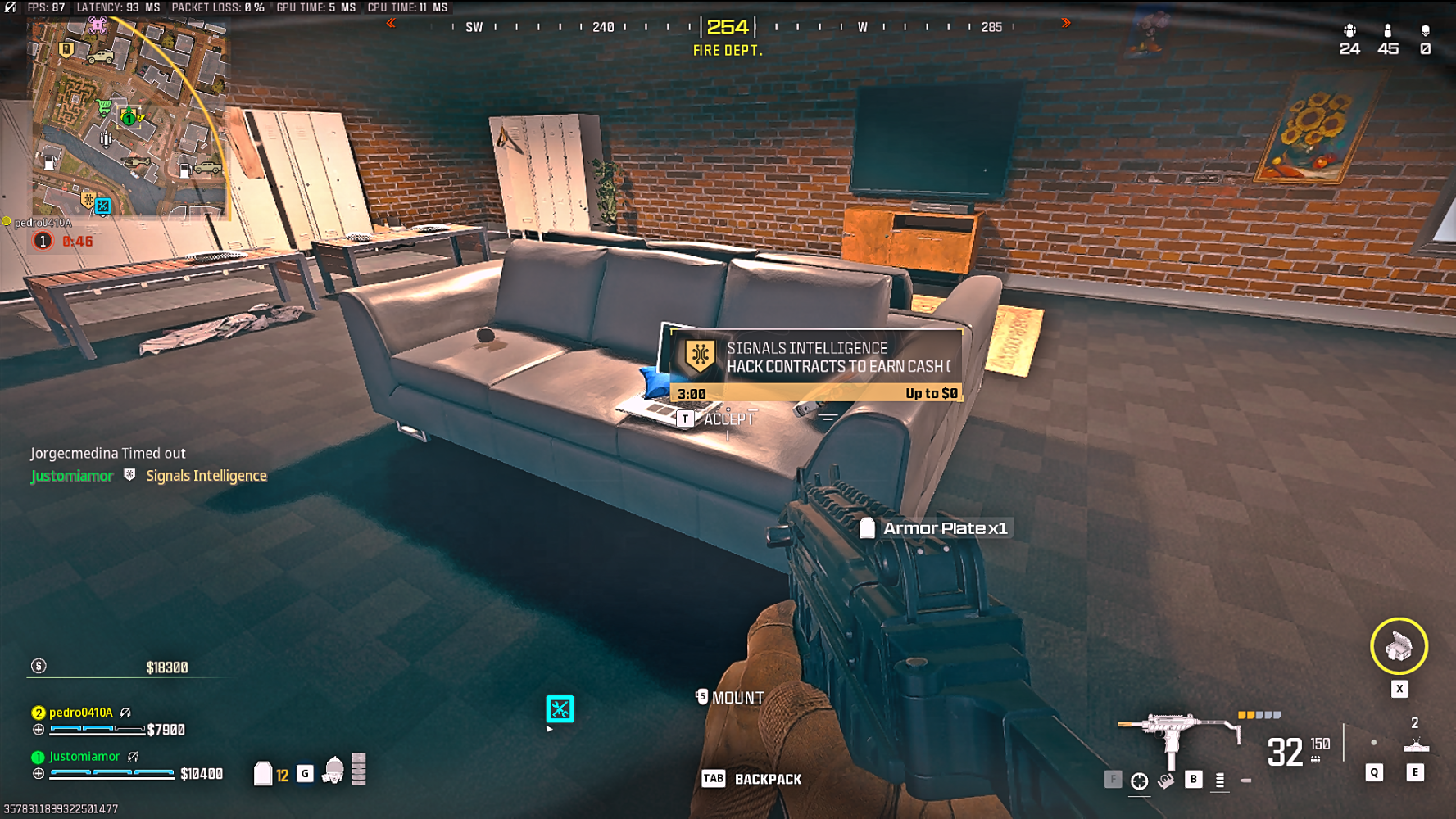 Player looking at a laptop on top of a big couch in Call of Duty Warzone