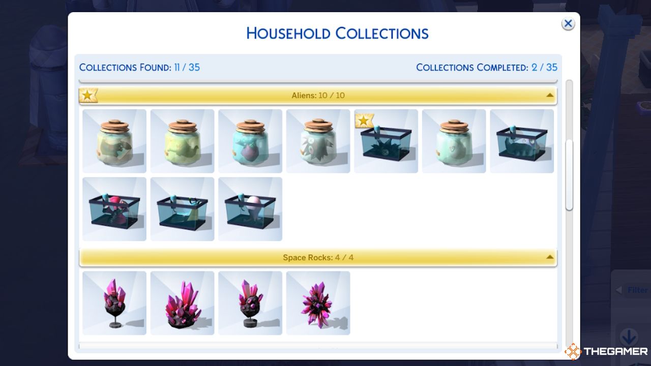The Sims 4 Household Collections of Space Rocks and Aliens