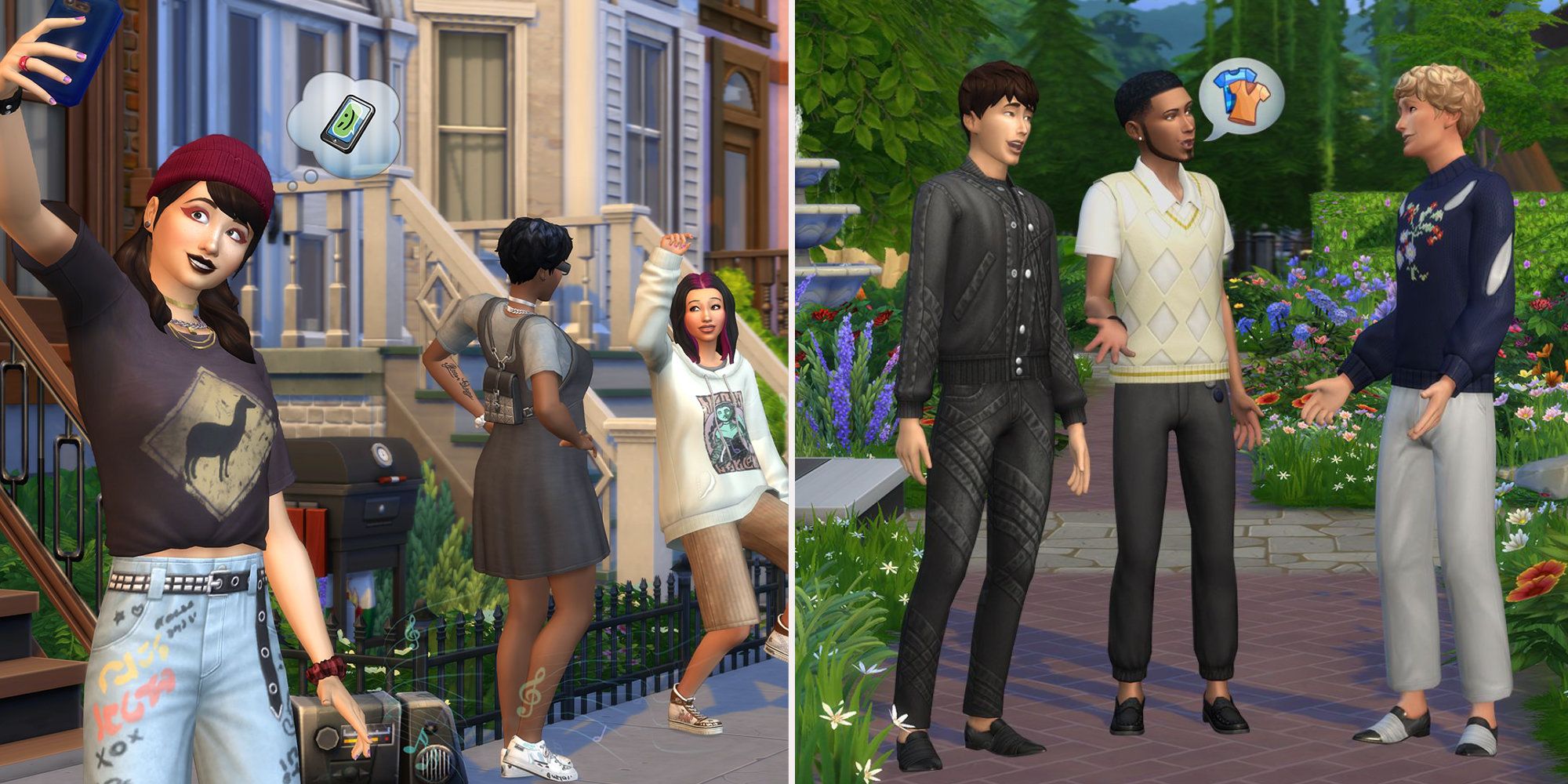 Sims 4 kits grunge and menswear side by side