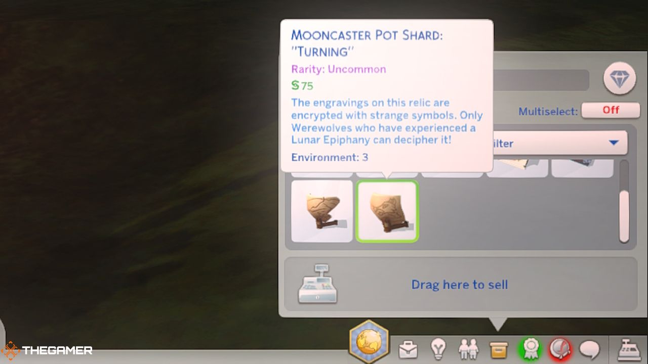 A Moonwood Mill Relic in a Sim inventory in The Sims 4