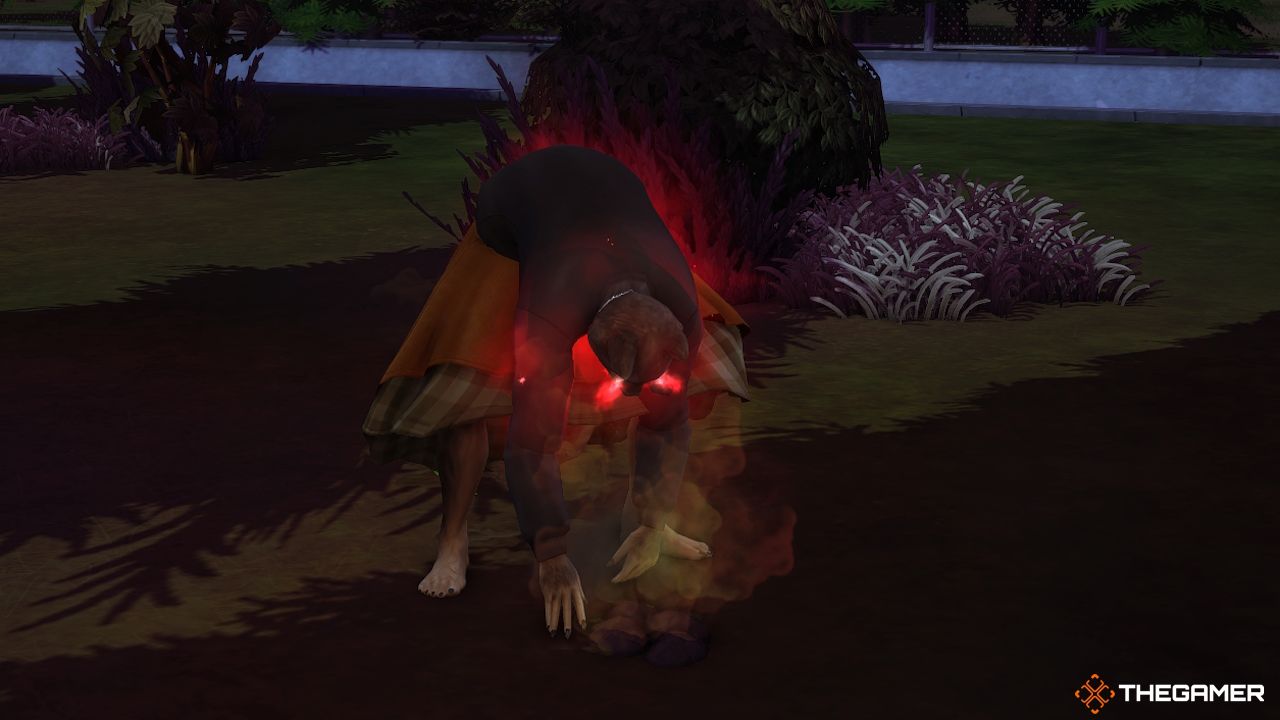 an enraged werewolf digs in the ground in The Sims 4