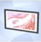A screenshot of the Sims 4 shows the microscope print titled Party In Pink