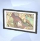 A screenshot of the Sims 4 shows the microscope print titled Snow Fight