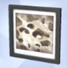 A screenshot of the Sims 4 shows the microscope print titled Trace Remains.