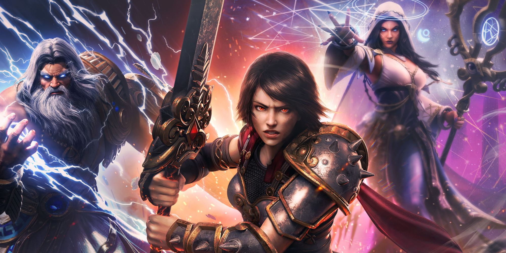 Zeus, Bellona, and Hecate in the announcement image for Smite 2