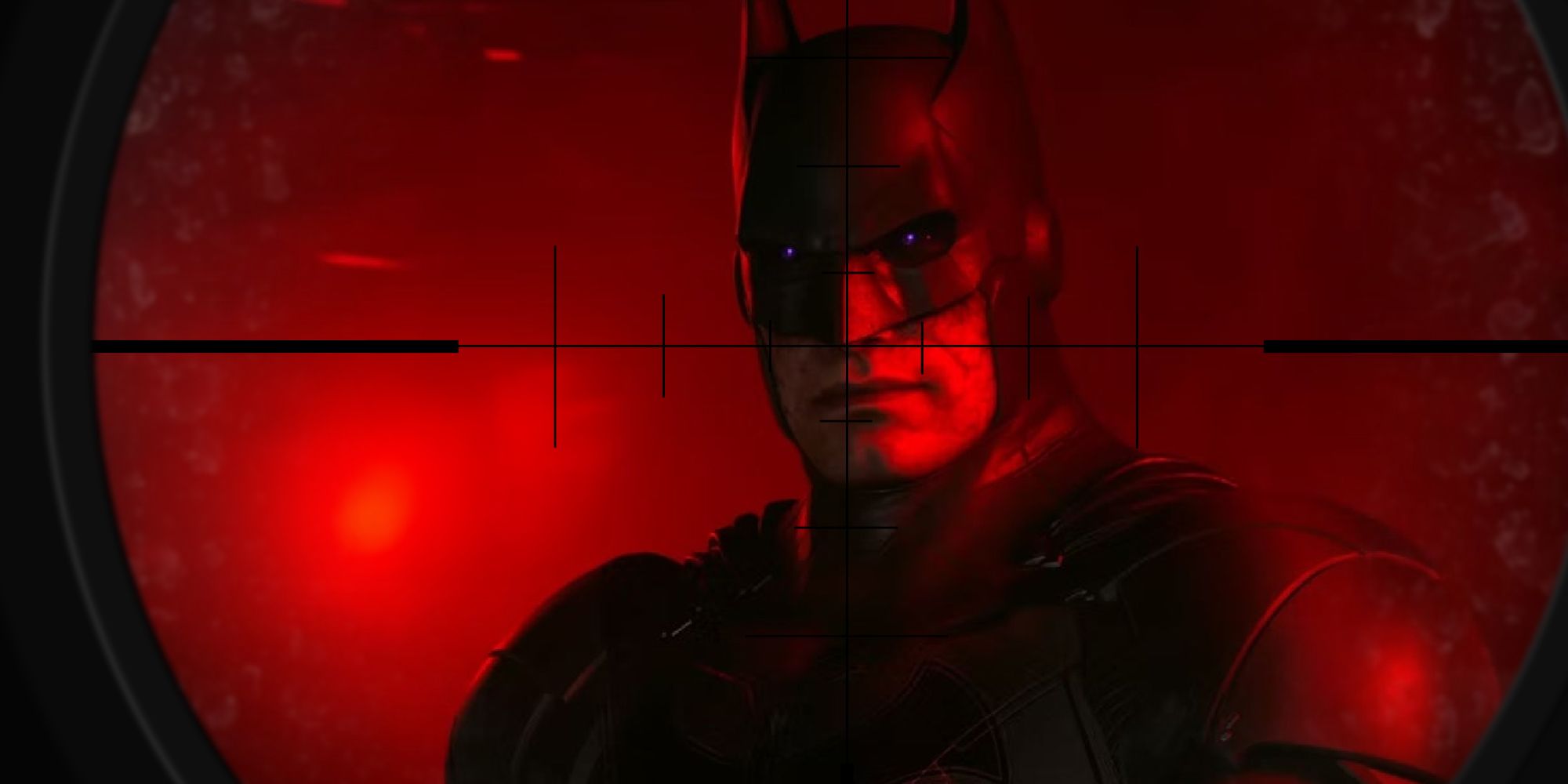 Sniper crosshair over Batman from Suicide Squad Kill the Justice League