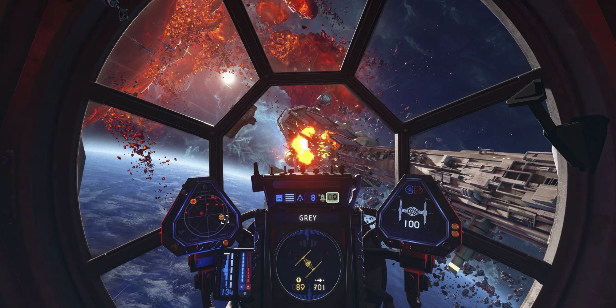 Viewing a space battle through a cockpit