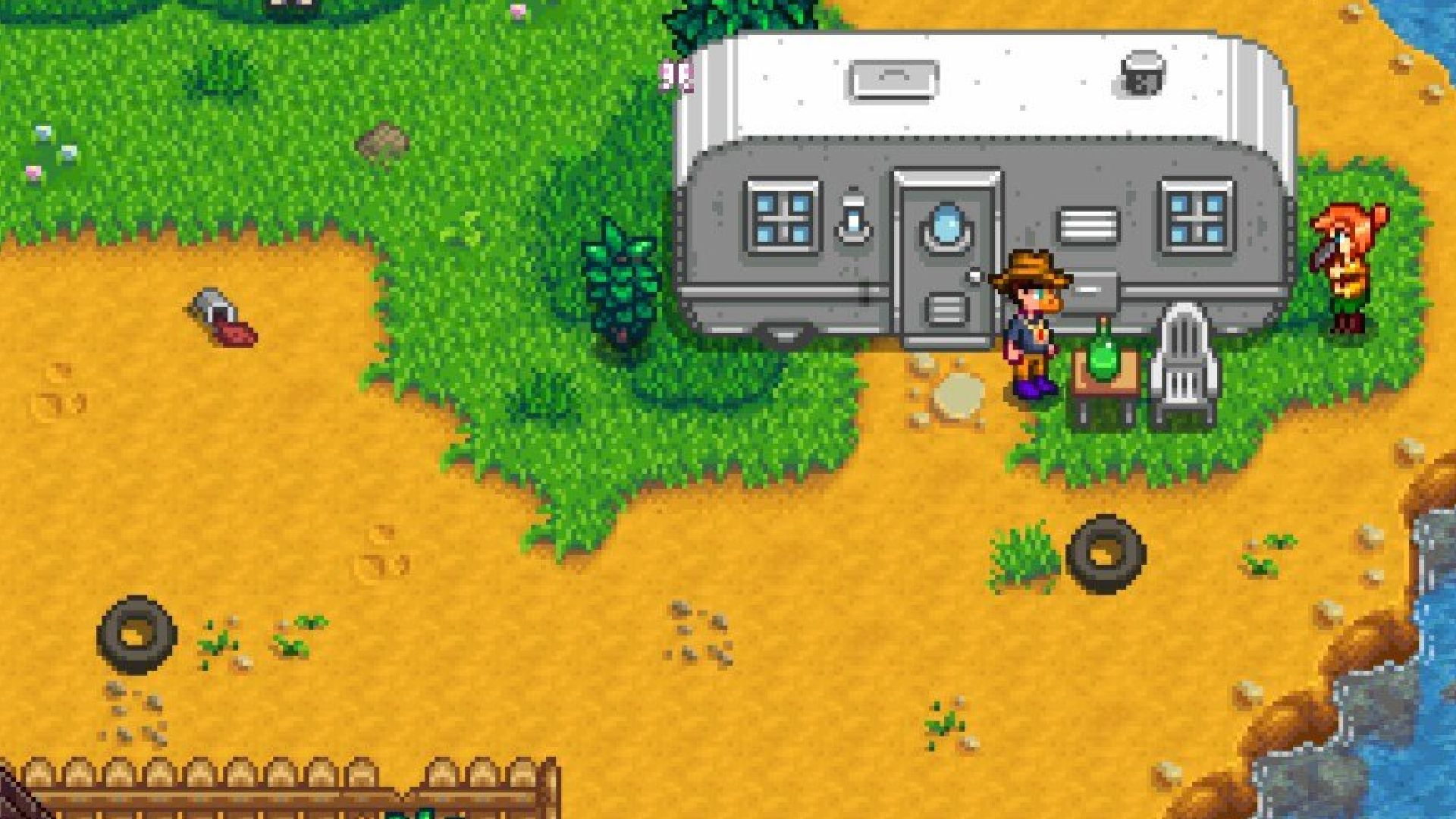 stardew valley pams yard with trash in it