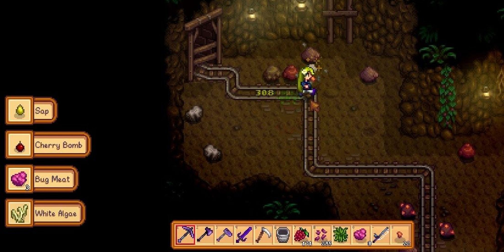 stardew valley player in mines killing enemies after taking monster musk