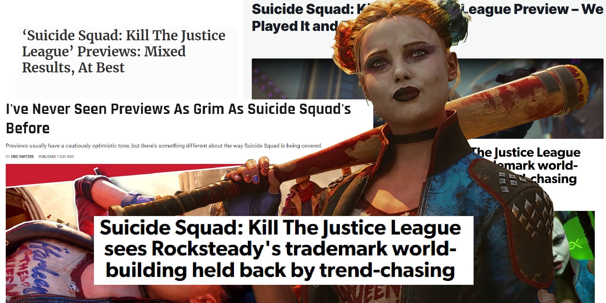 Harley Quinn vor einer Reihe von Suicide Squad-Vorschauen