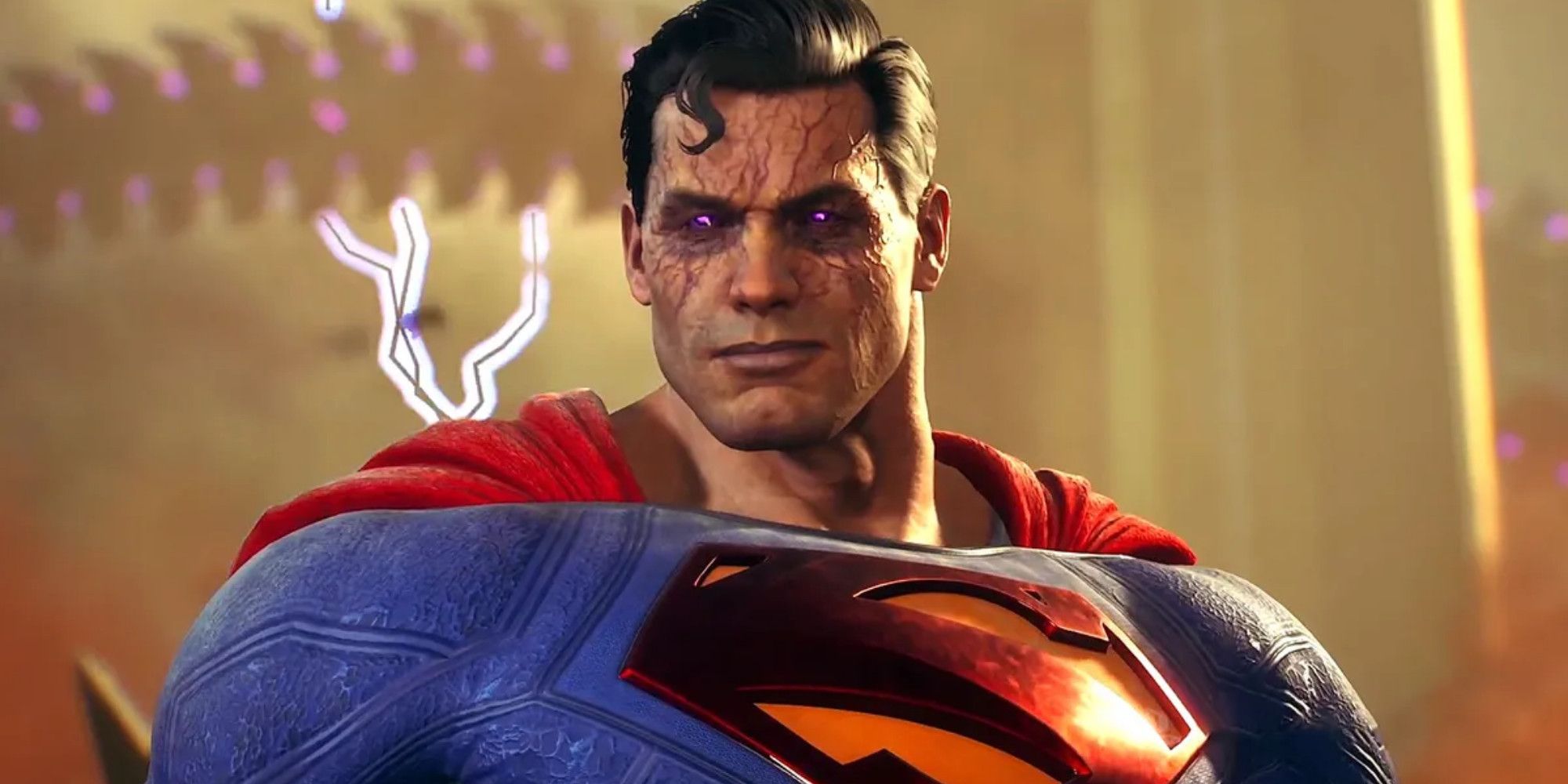 Superman with glowing purple eyes in Suicide Squad Kill the Justice League