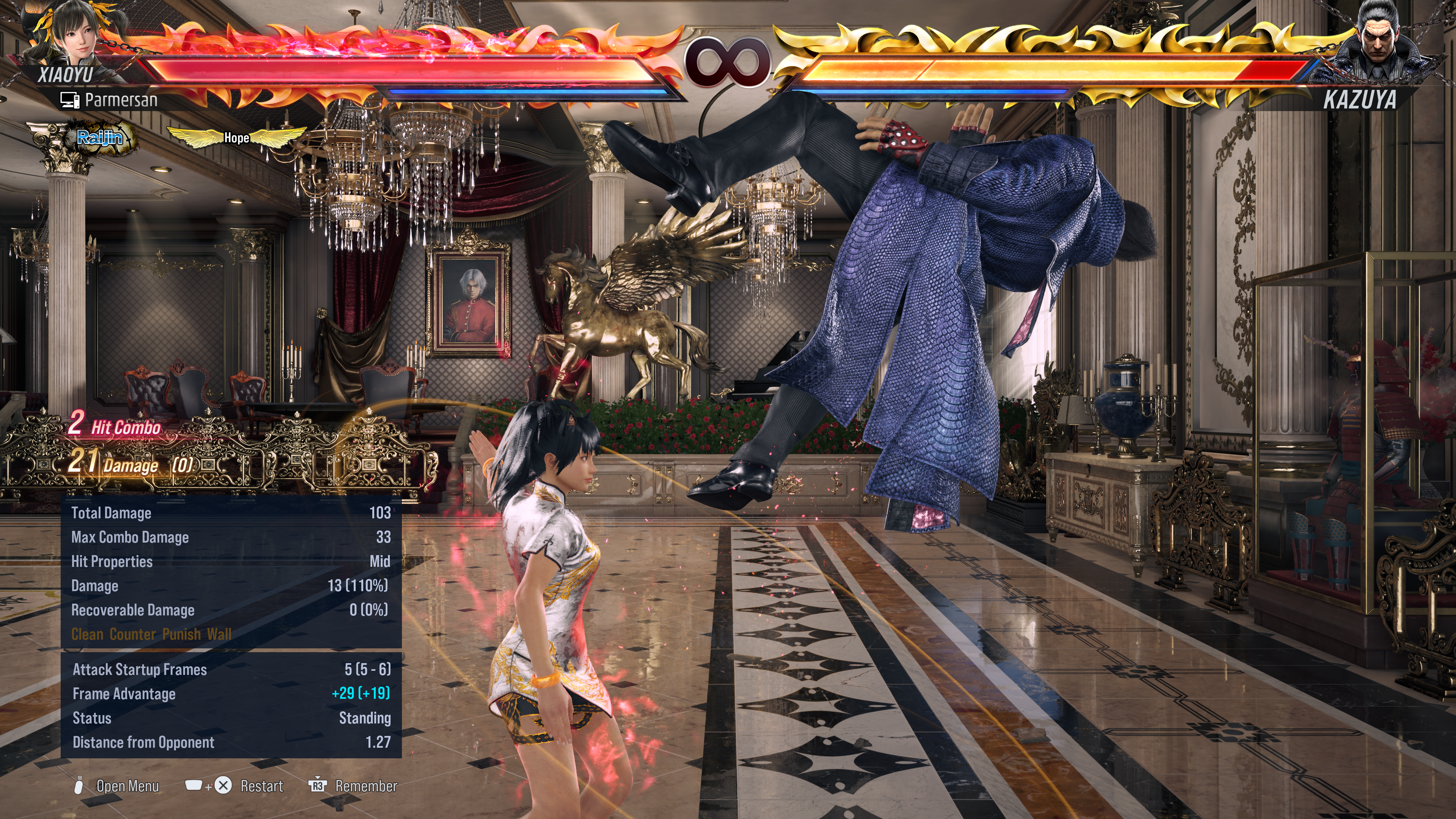 Stats and other Information Displayed in Practice Mode (Training Mode) in Tekken 8