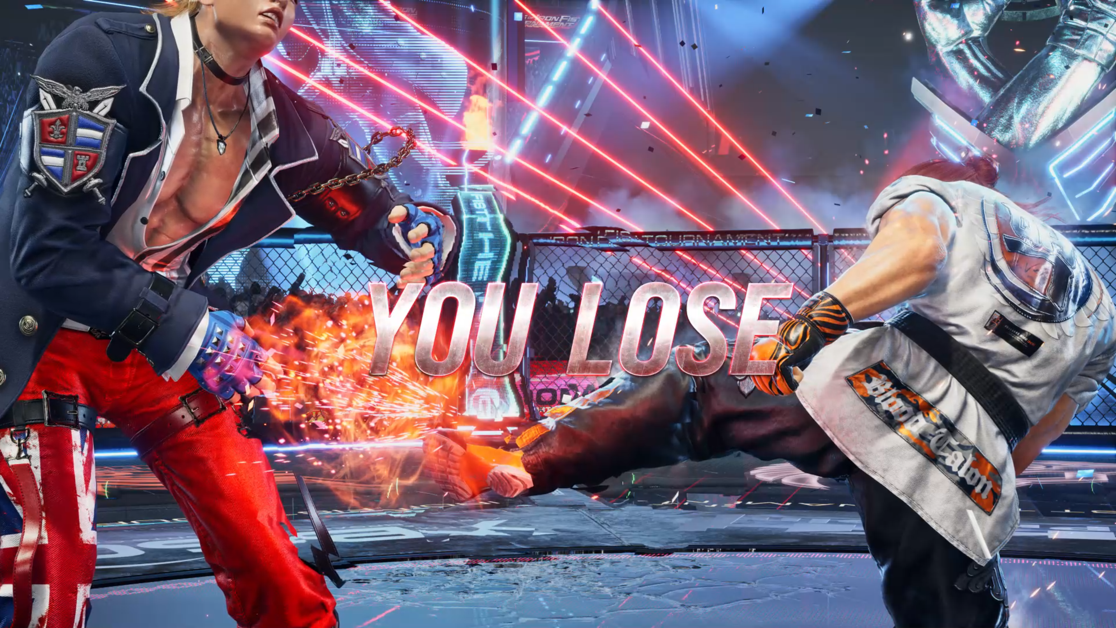 Tekken 8's 'You Lose' screen when getting defeated in Character Stories.