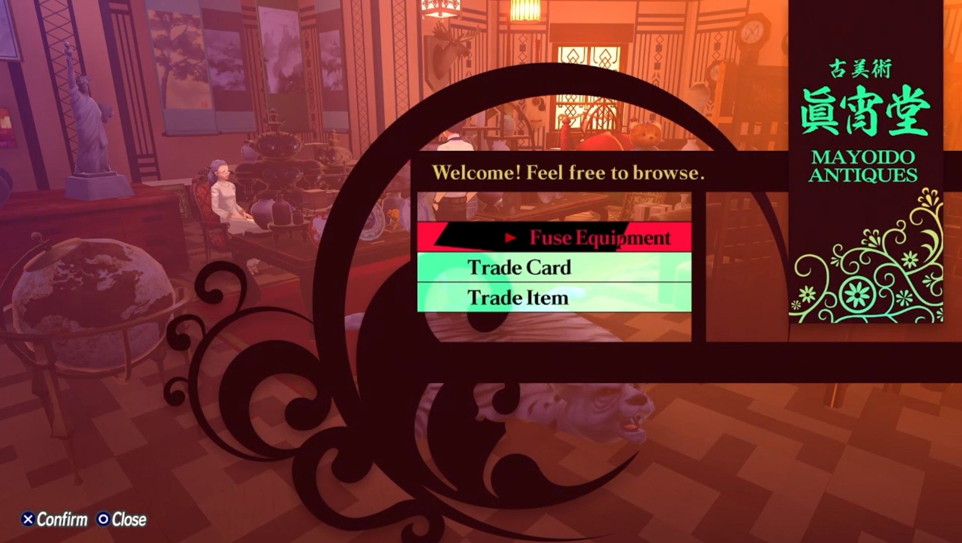 the menu at mayoido antiques in persona 3 reload p3r shinshoudo weapons