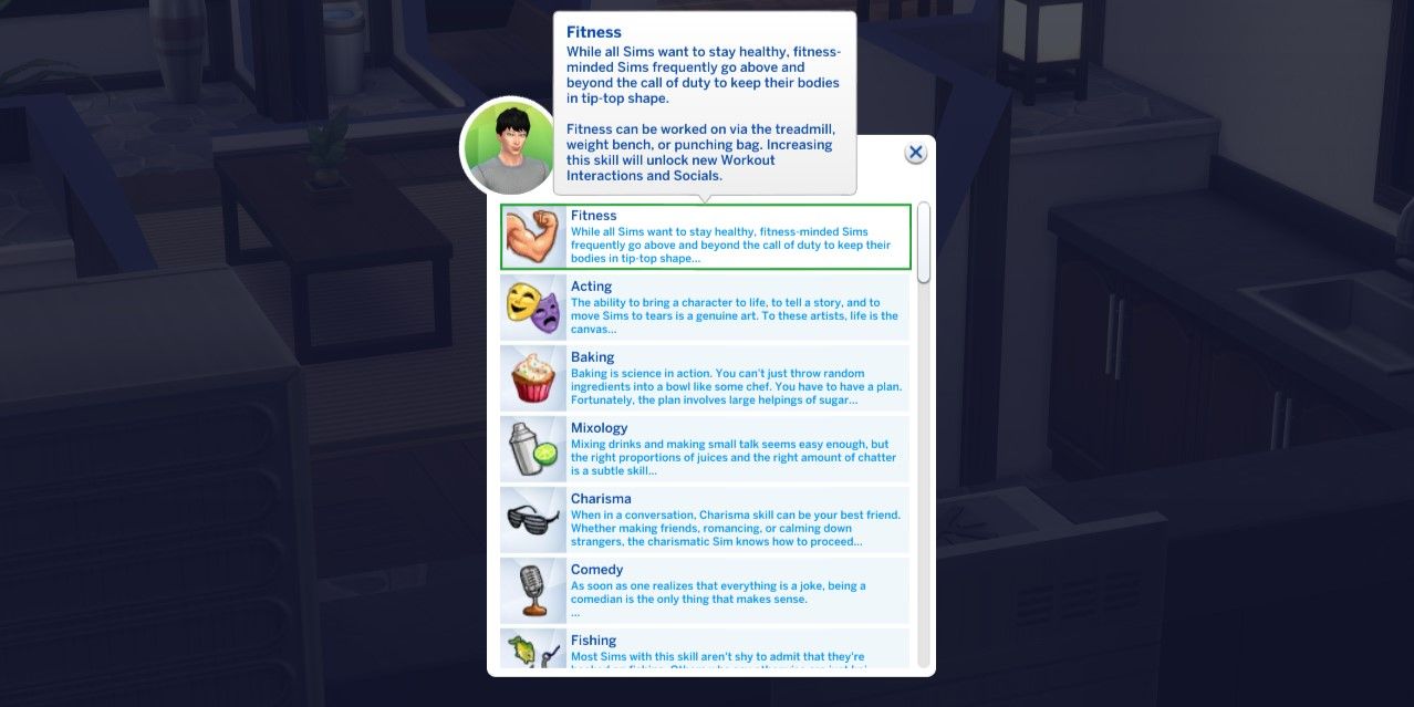 The Sims 4: An image of the Skills Classes choice page