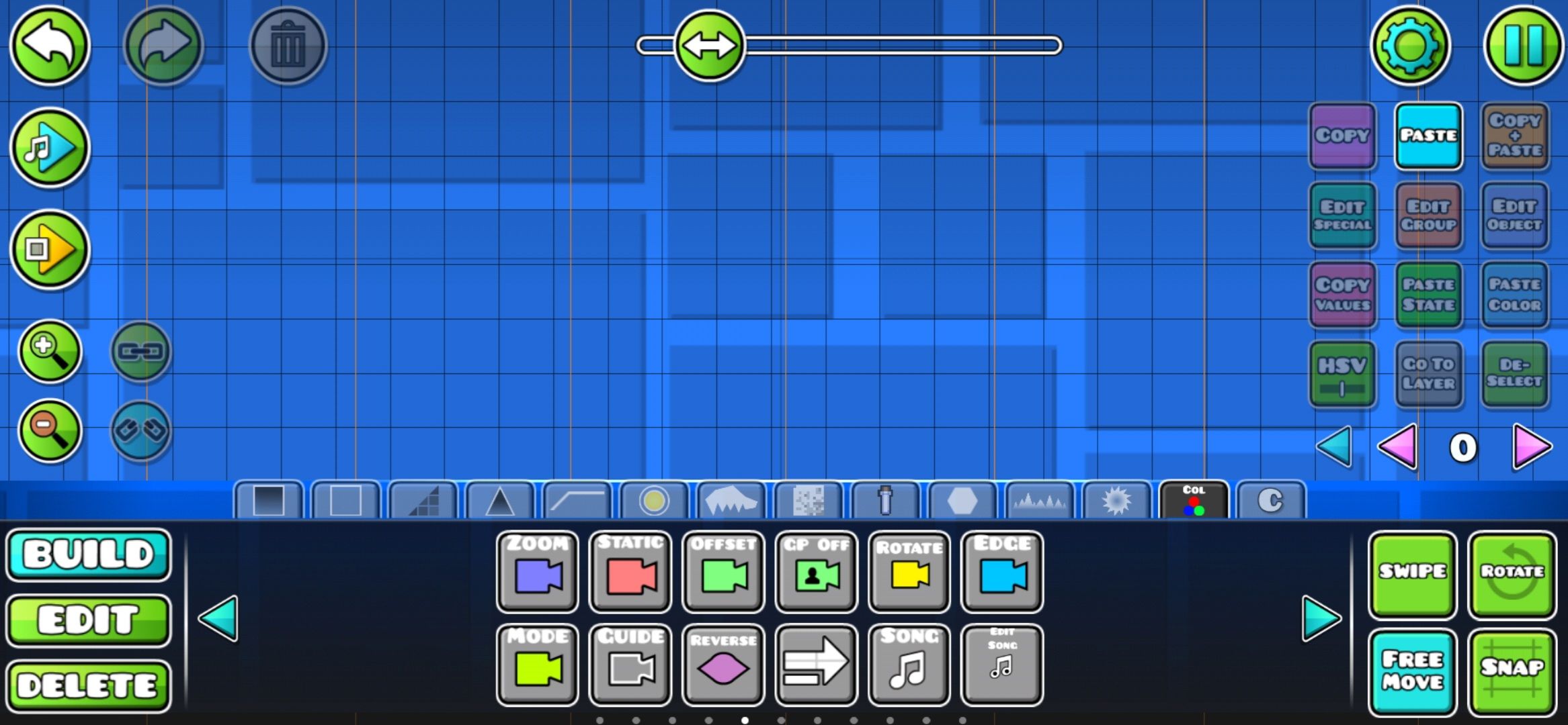 Triggers tab in Geometry Dash