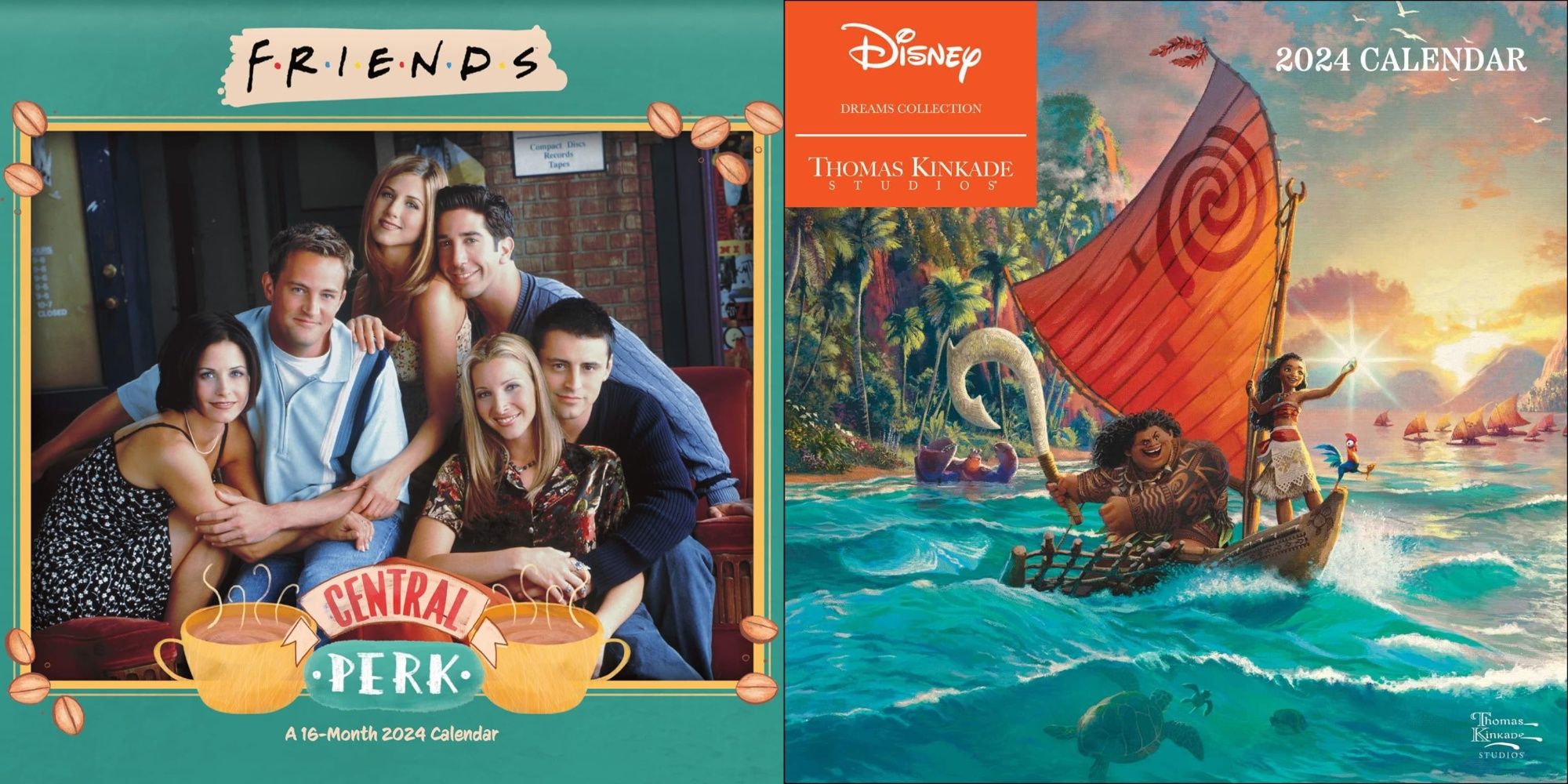 Tv and Movie 2024 Wall Calendars Featured Split Image Of Friends Calendar and Disney Calendar