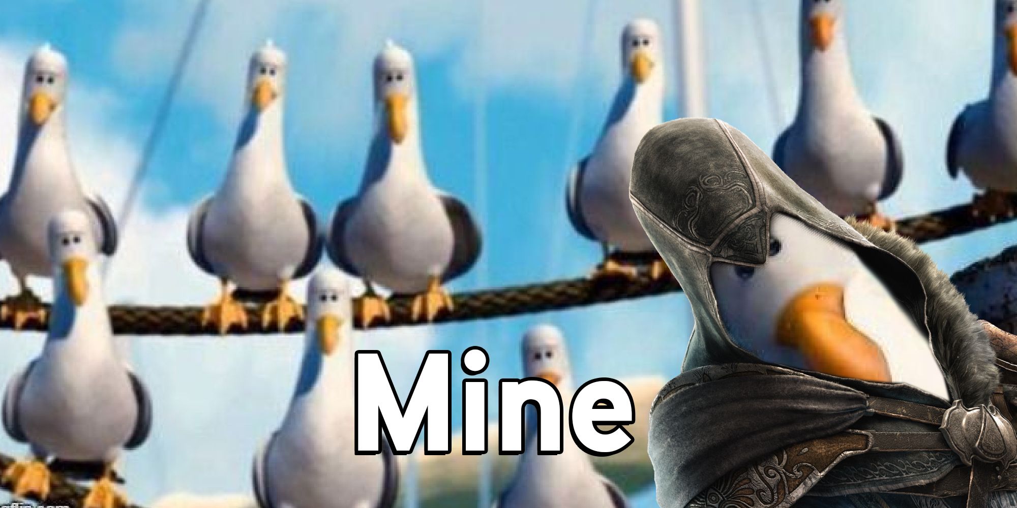 Ubisoft Mine - seagulls from finding nemo cosplaying as assassin's creed