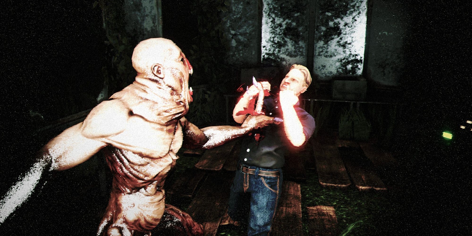 White Noise 2: A Hunter Being Restrained By The Resident Mole Monster