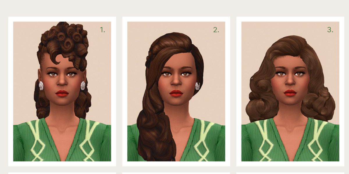 A Sim models a few different 1940s inspired hairstyles