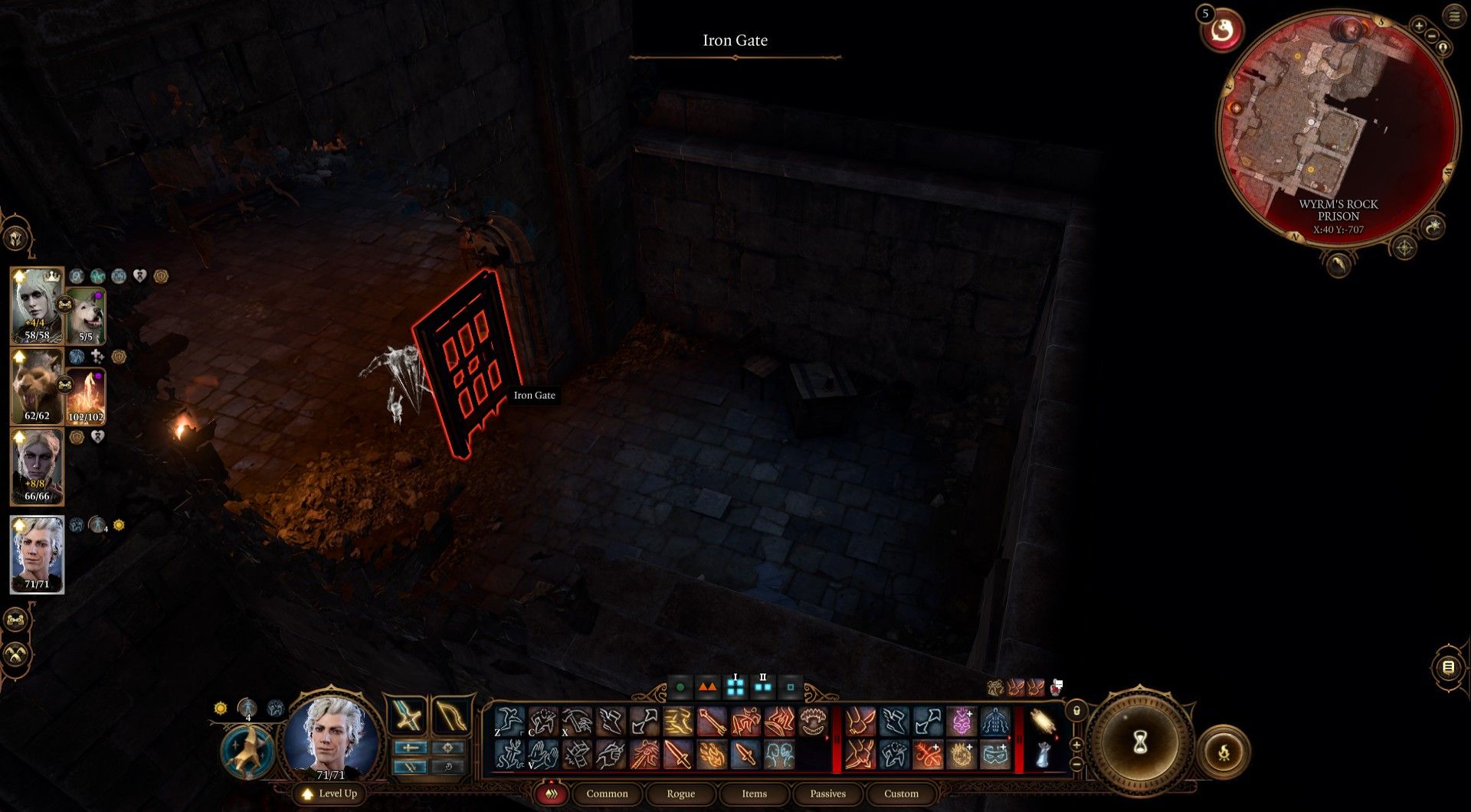 Invisible Astarion misty steps outside prison door in Wyrm's Cross Prison in Baldur's Gate 3