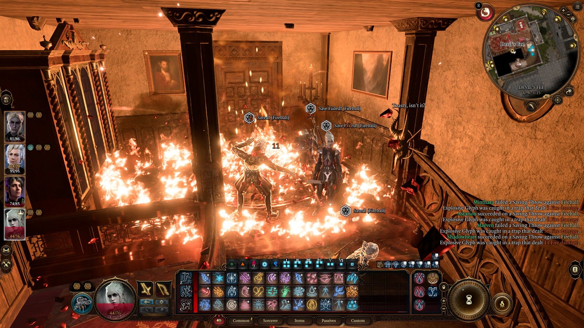 Party of adventurers are blasted by Thirsty Trap Fireball explosion in Devil&rsquo;s Fee Baldur&rsquo;s Gate 3