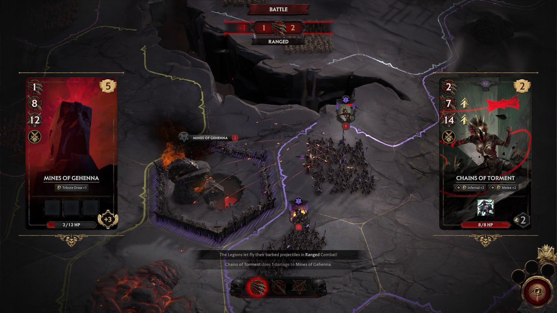 Murmur attacks the Mines of Gehenna with Chains of Torment in Solium Infernum