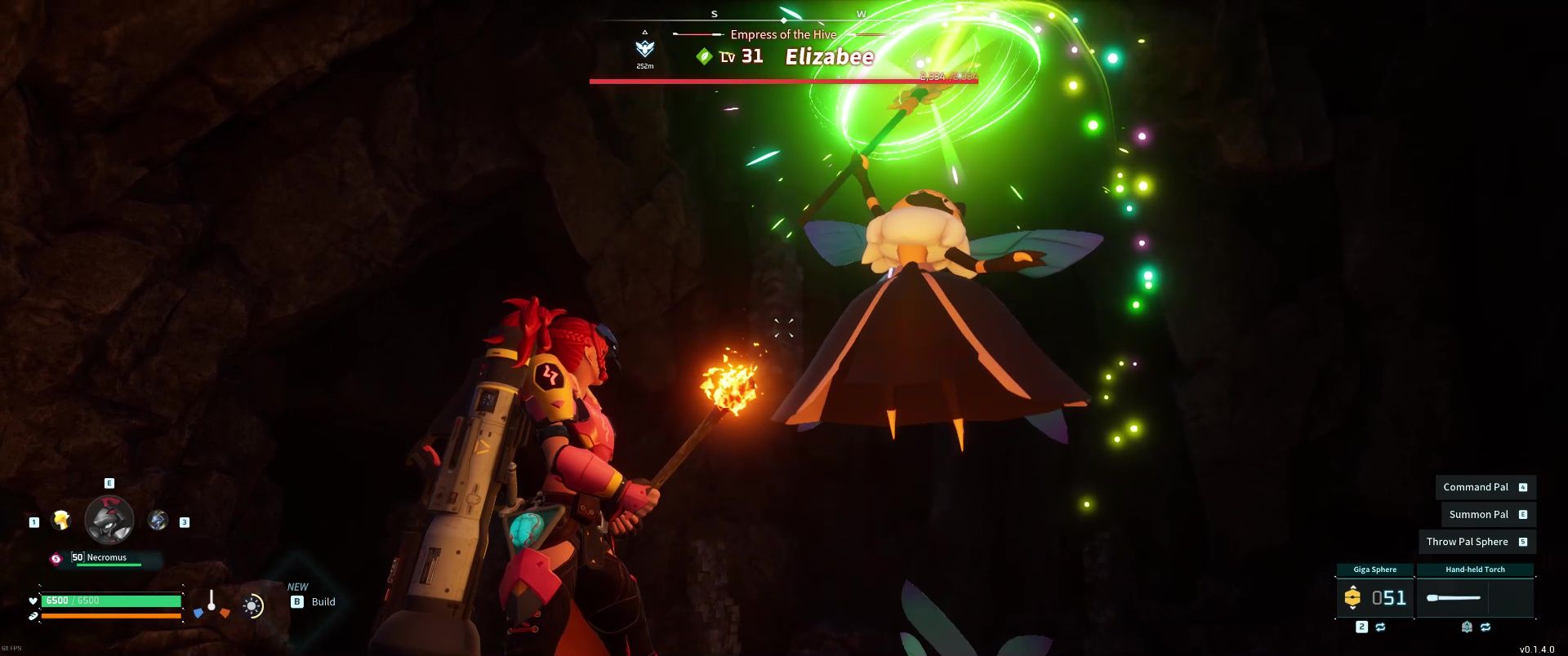 A picture of Alpha Boss Elizabee in Palworld charging the Spinning Lance Attack.