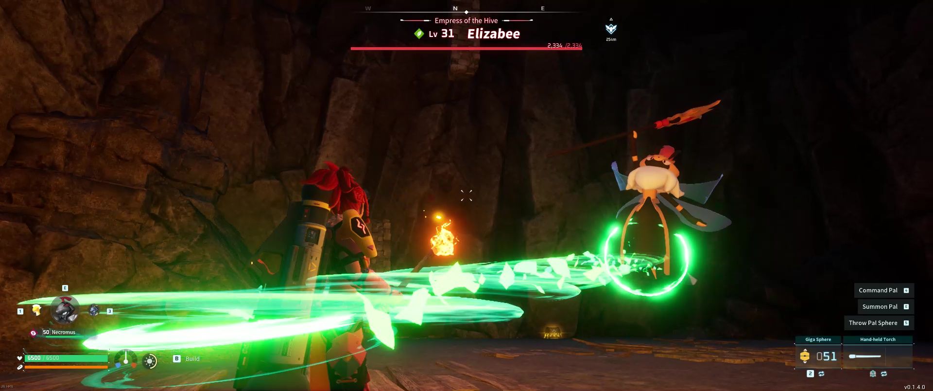 A picture of Alpha Boss Elizabee in Palworld using Wind Cutter.