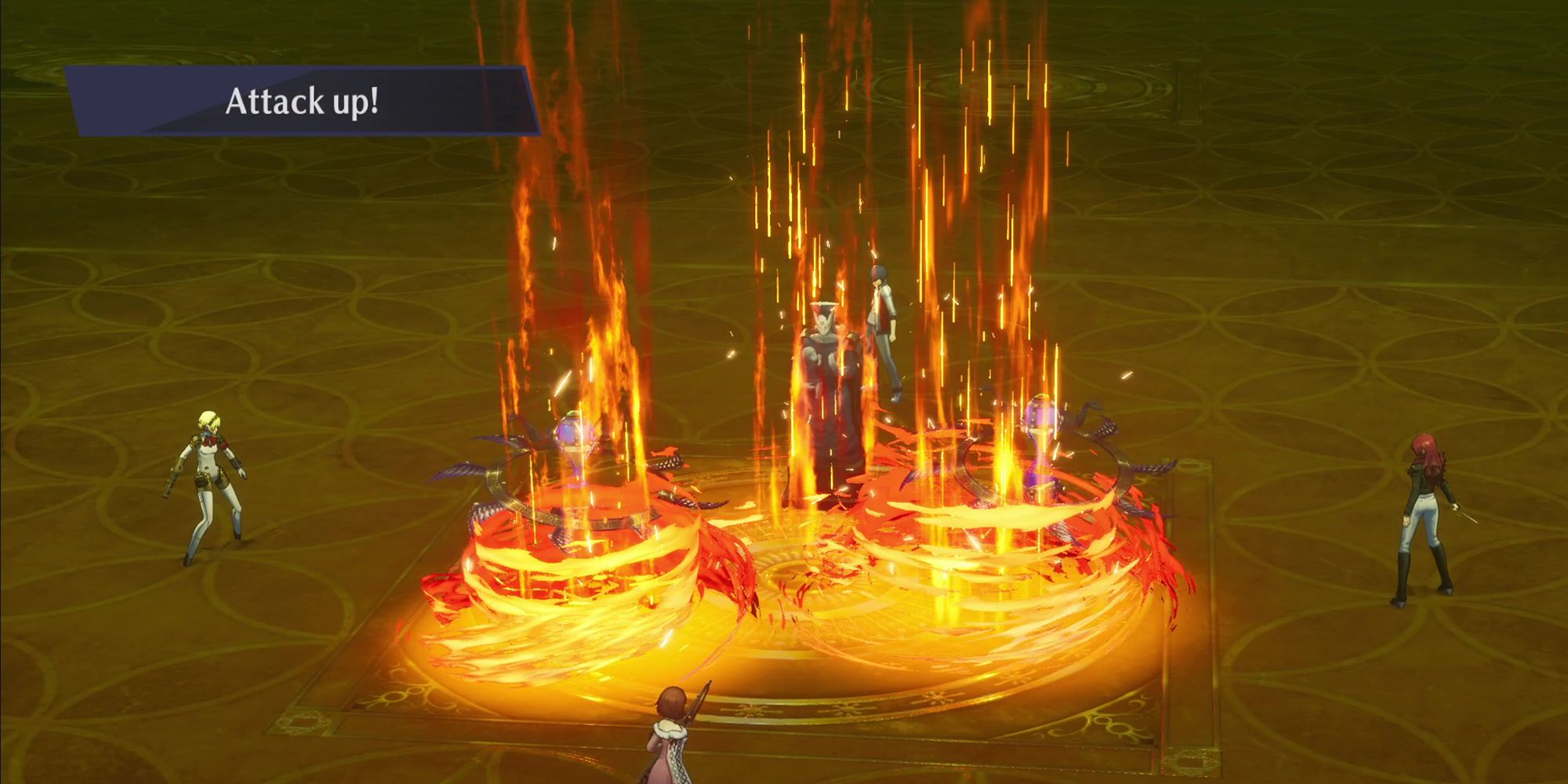 A picture of Persona 3 Reload showing Heartless Relic buffing its team