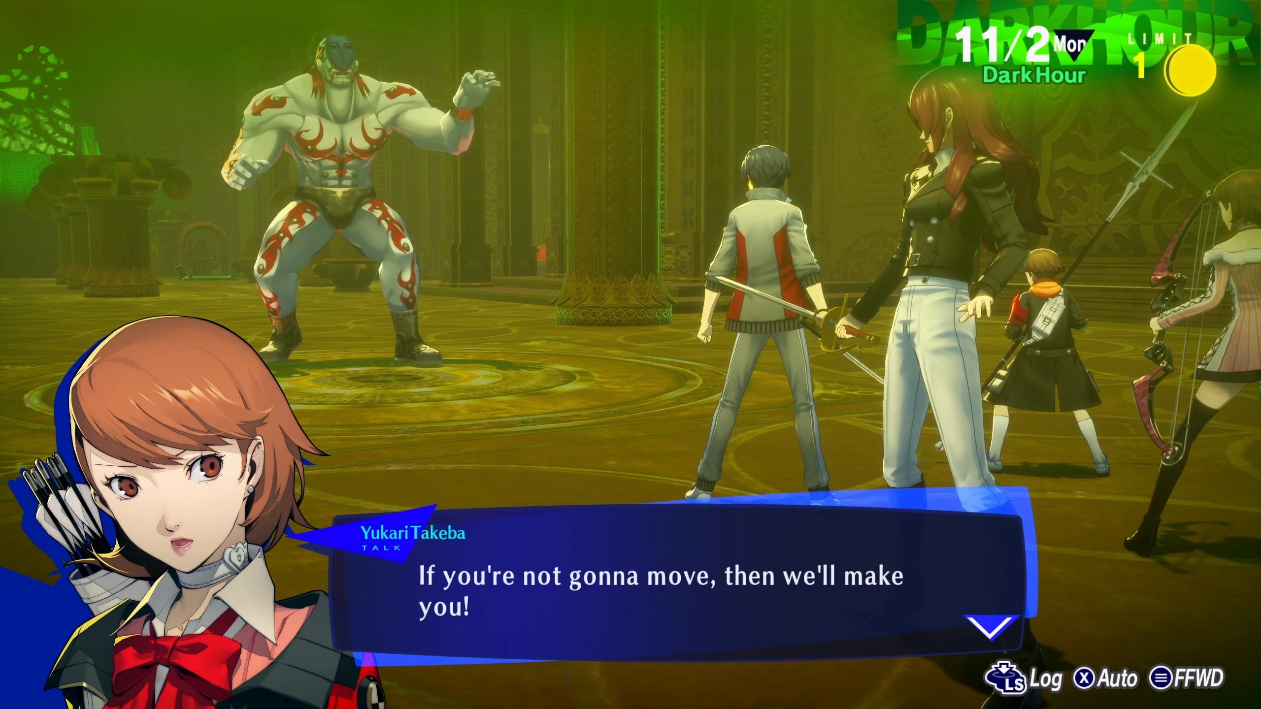 A picture of Persona 3 Reload showing Invigorated Gigas before the fight.