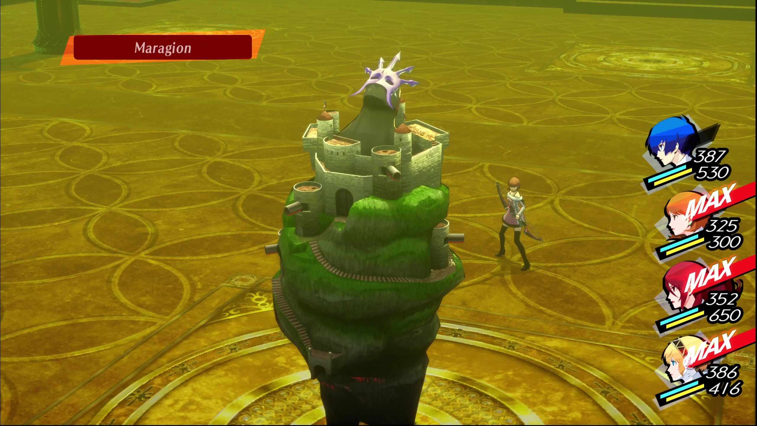 A picture of Persona 3 Reload showing Isolated Castle using Maragion.