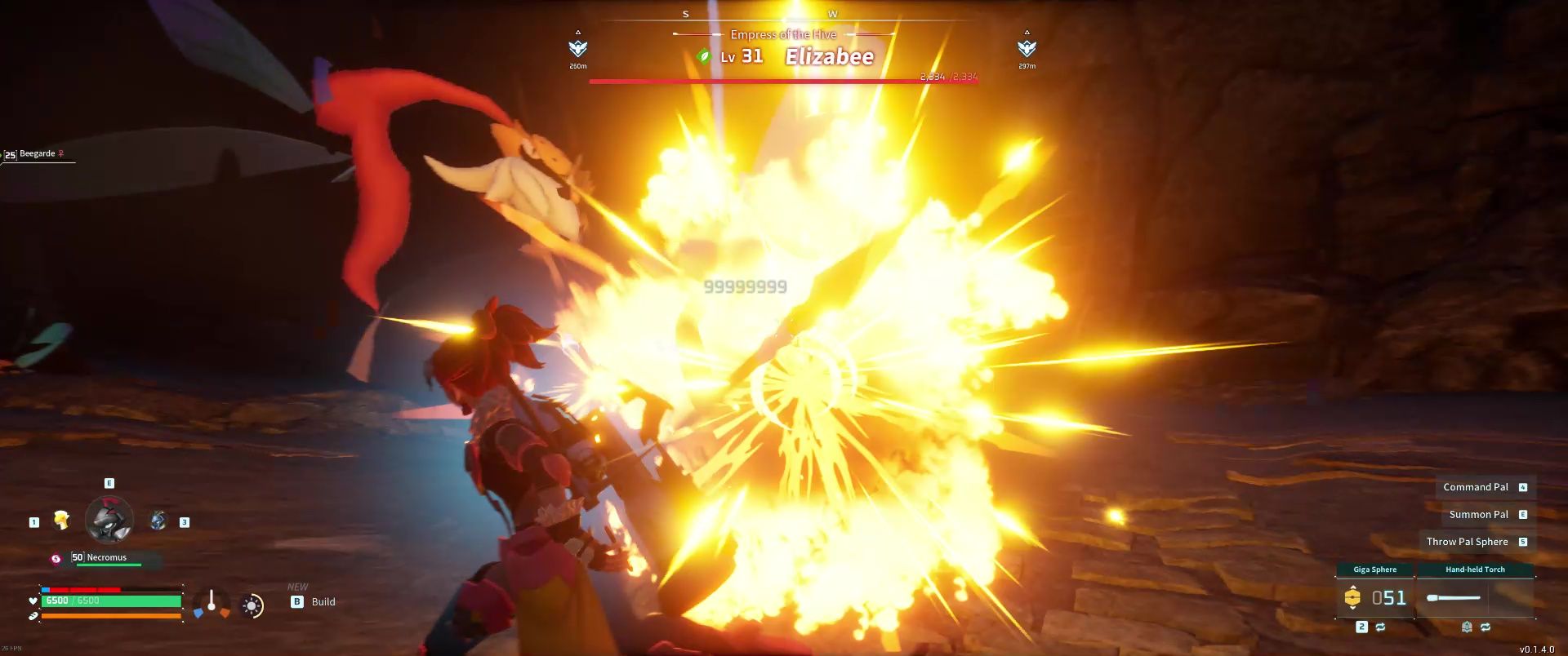 A picture of the Beegarde from the Alpha Boss Elizabee fight in Palworld exploding.