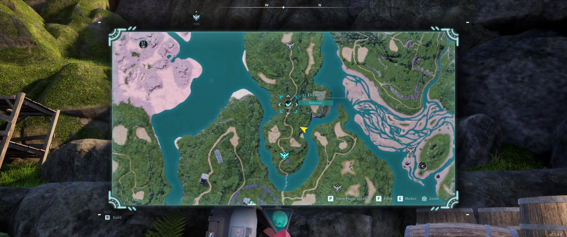 A picture of the location of Alpha Boss Elizabee in Palworld.
