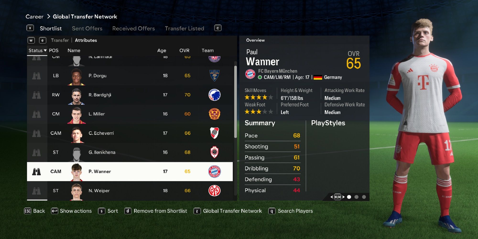 An image of Paul Wanner in EA Sports FC 24