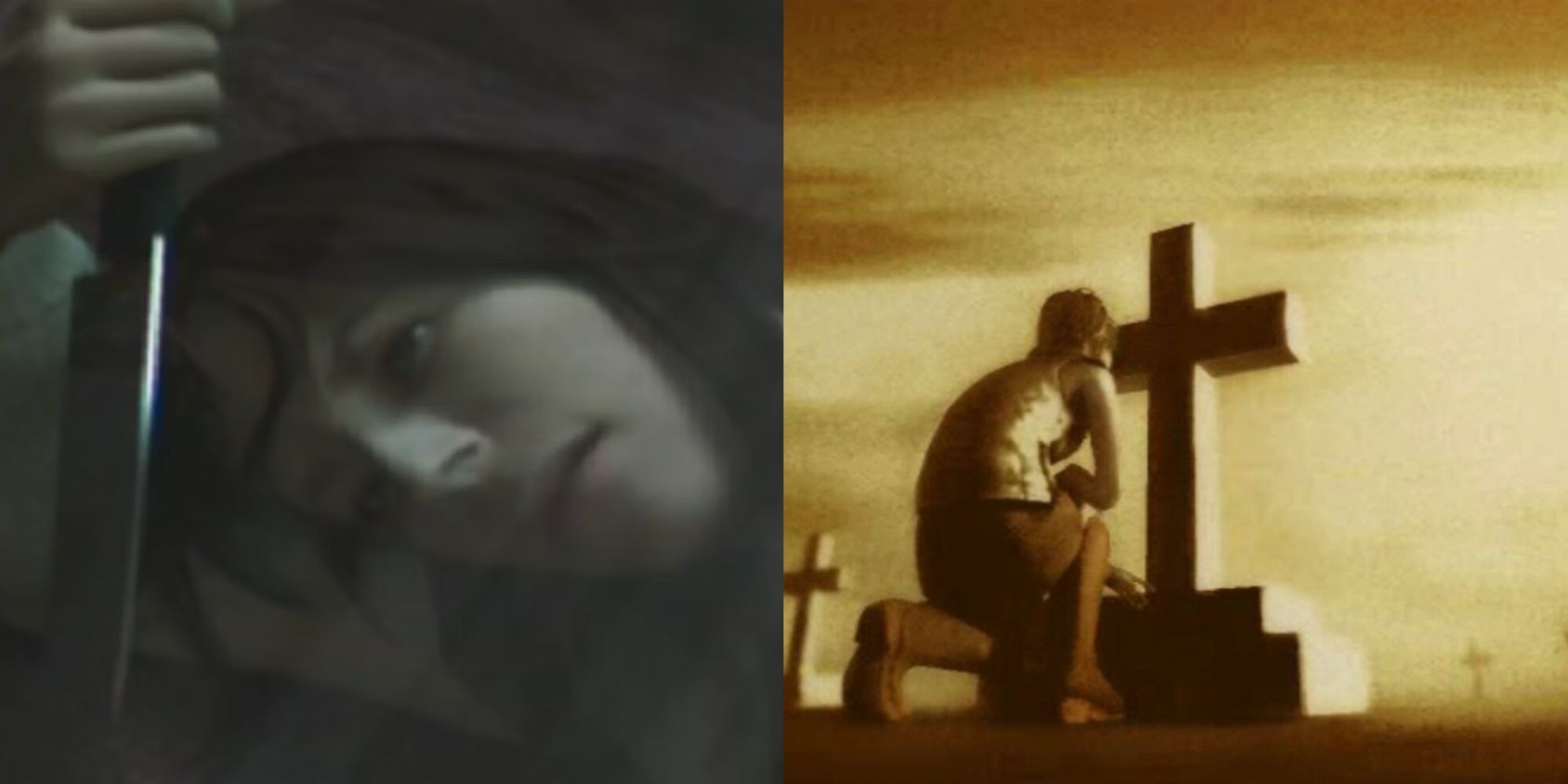 Angela from Silent Hill 2 and the ending picture from Silent Hill 3
