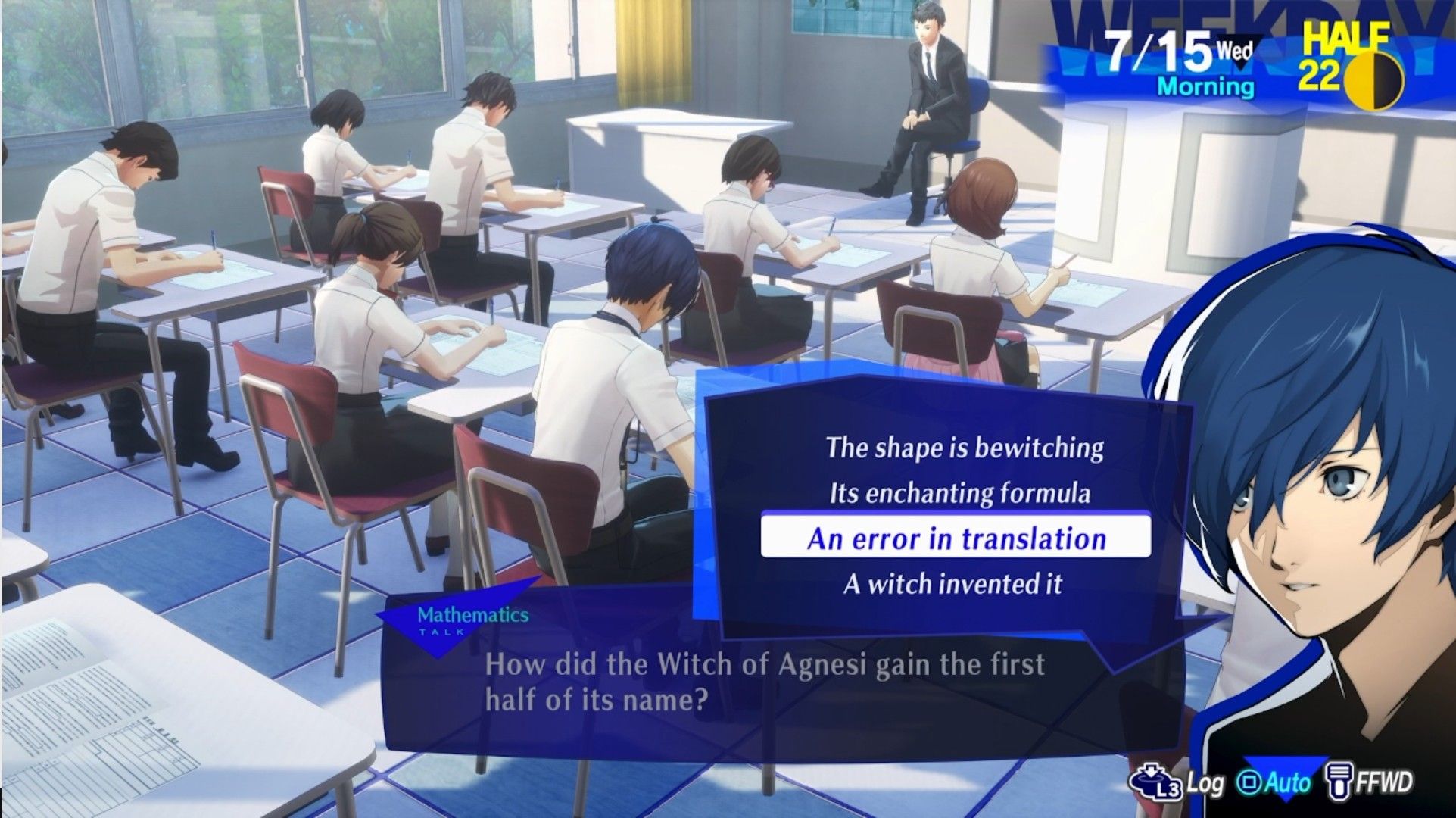 answering a question on the july final exam persona 3 reload p3r